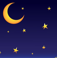 Vector moon whit stars