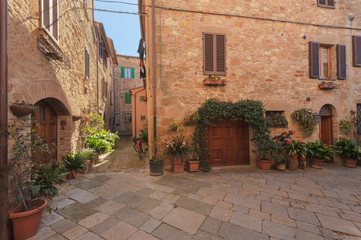 Beautiful and picturesque streets of the Tuscan small town, Pien
