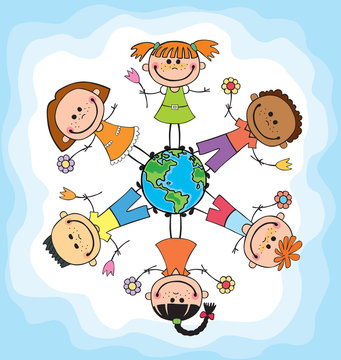 children of different nationalities around the globe