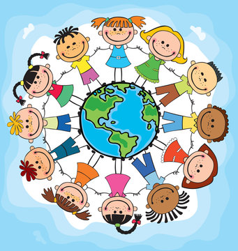 children of different nationalities around the globe