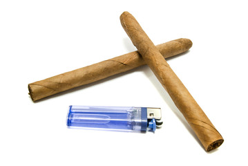 two cigars and lighter