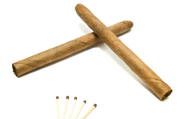two cigars and five matches