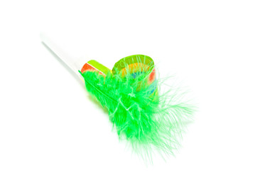 festive whistle with feathers