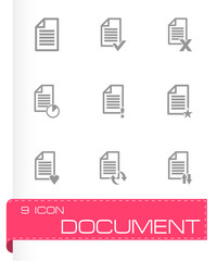 Vector black document icon set