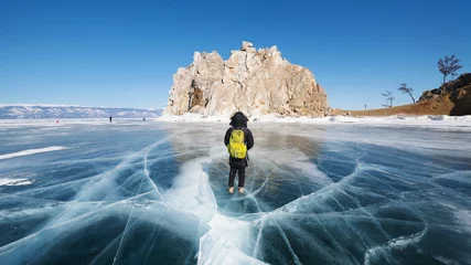 Foto auf Acrylglas Winter Baikal lake in wintertime, Siberia, Russia