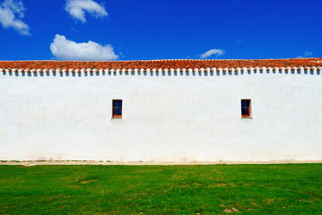 green, blue, red and white