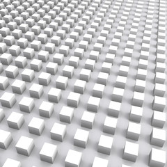 Abstract square digital background with white cubes array