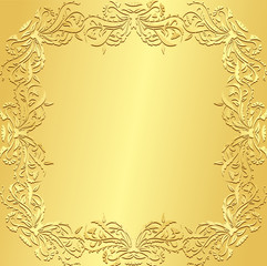 Luxury golden background with vintage floral pattern