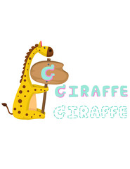 animal alphabet g with giraffe