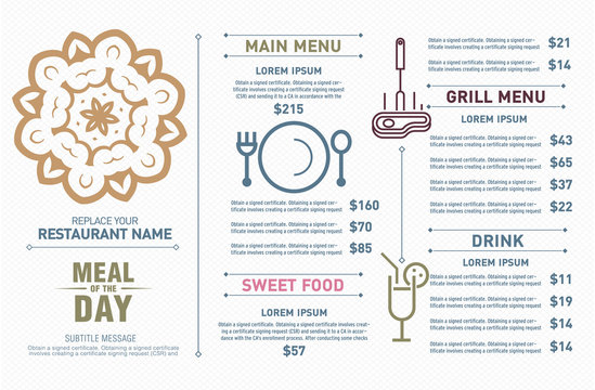 Restaurant menu design.