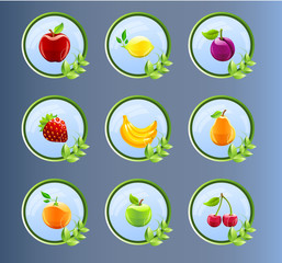 Fruit Icons, fruit labels