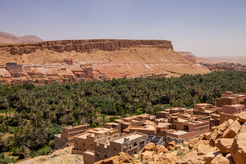 small traditional village in the green oasis, Morocco