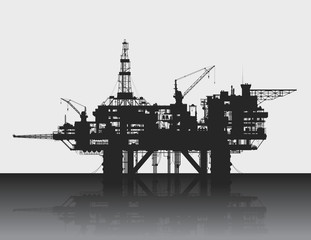 Sea oil rig. Oil platform in the deep sea.