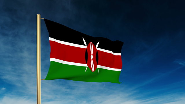 Kenya flag slider style. Waving in the wind with cloud