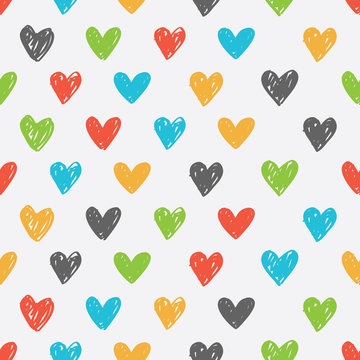 colorful sketchy love pattern