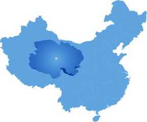Map of People's Republic of China - Qinghai province