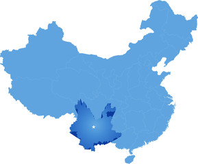 Map of People's Republic of China - Yunnan province