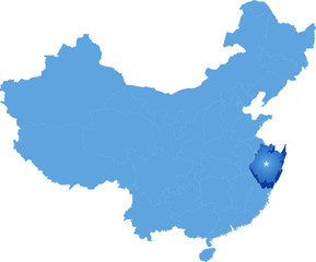 Map of People's Republic of China - Zhejiang province