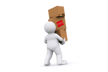 White holding cardboard box with clipping path.