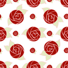 Seamless pattern of stylized red rose