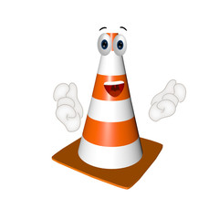 construction cone site wait inactive funny cartoon illustration