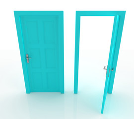 Closed and Open Doors Isolated