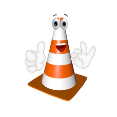 construction cone site wait inactive funny cartoon illustration