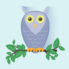 Fototapeta premium Purple Owl Sitting on a Branch