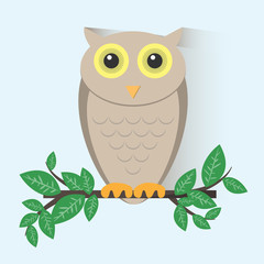 Brown Owl Sitting on a Branch