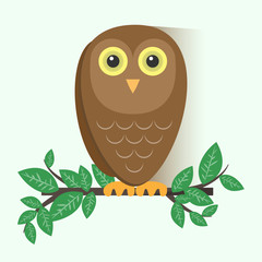Brown Owl Sitting on a Branch
