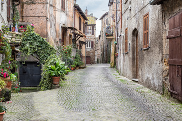 Fototapeta na wymiar View of Aquila Ponzio street - Sutri