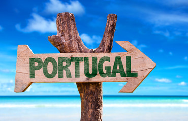 Portugal sign with beach background