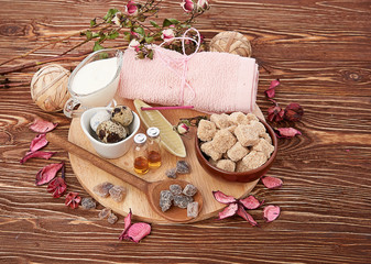 spa stuff on wooden background