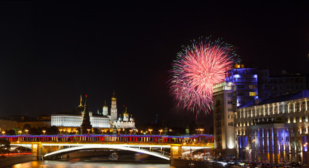 Festive salute in Moscow against the Kremlin
