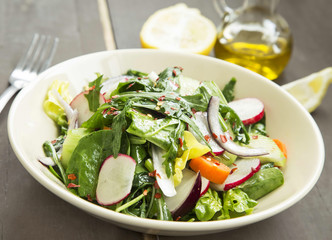 Fresh Organic Spring Vegetable Salad with Chilli Flakes