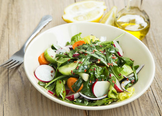Fresh Organic Spring Vegetable Salad with Chilli Flakes