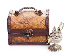 chest and aladin lamp