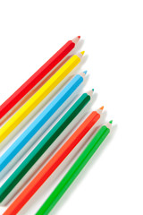 Bunch of colored pencils isolated on white background