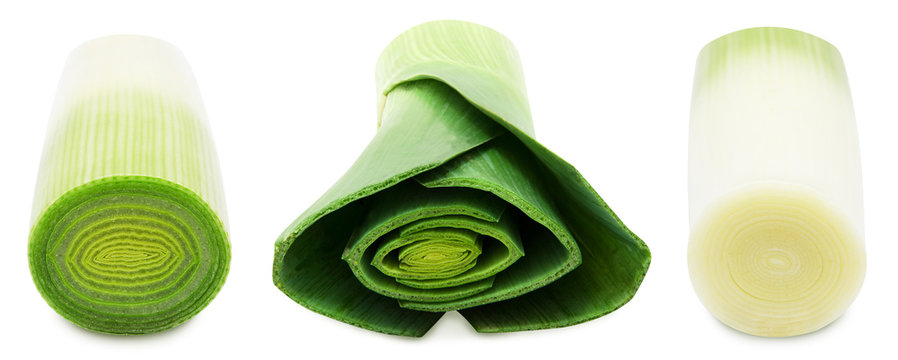 Fresh Green Leeks Isolated On A White Background