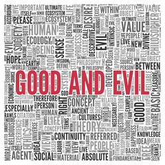 GOOD AND EVIL Concept Word Tag Cloud Design