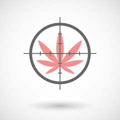 Crosshair icon with a marijuana leaf