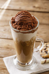 iced coffee with milk and chocolate ice cream