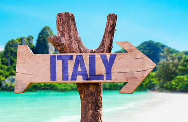 Italy sign with beach background