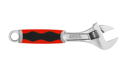 Adjustable wrench on white background