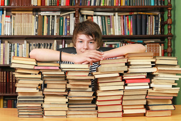 Boy and books