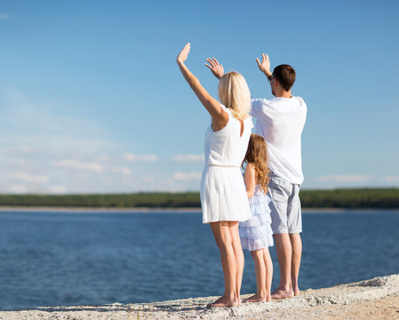 happy family at the seaside