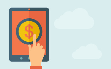 Touch screen tablet with the dollar icon