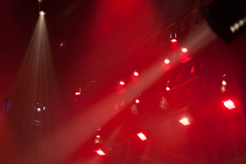 red and white reflectors focused on stage