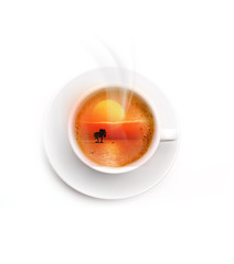 Kaffeetasse mit Sonnenuntergang