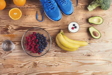 Running shoes and healthy food composition